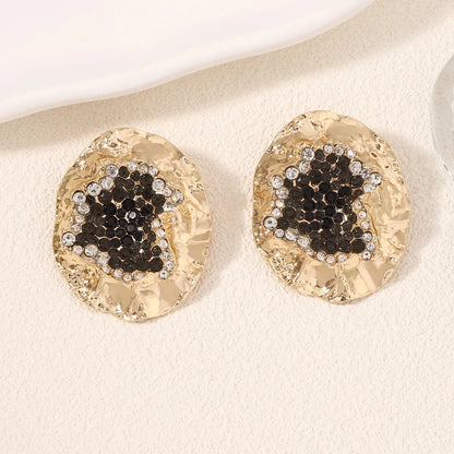 1 Pair Simple Style Classic Style Round Inlay Alloy Rhinestones Ear Studs