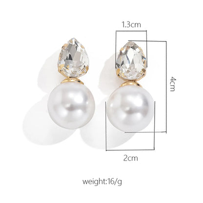 1 Pair Simple Style Classic Style Round Inlay Imitation Pearl Rhinestones Pearl Ear Studs