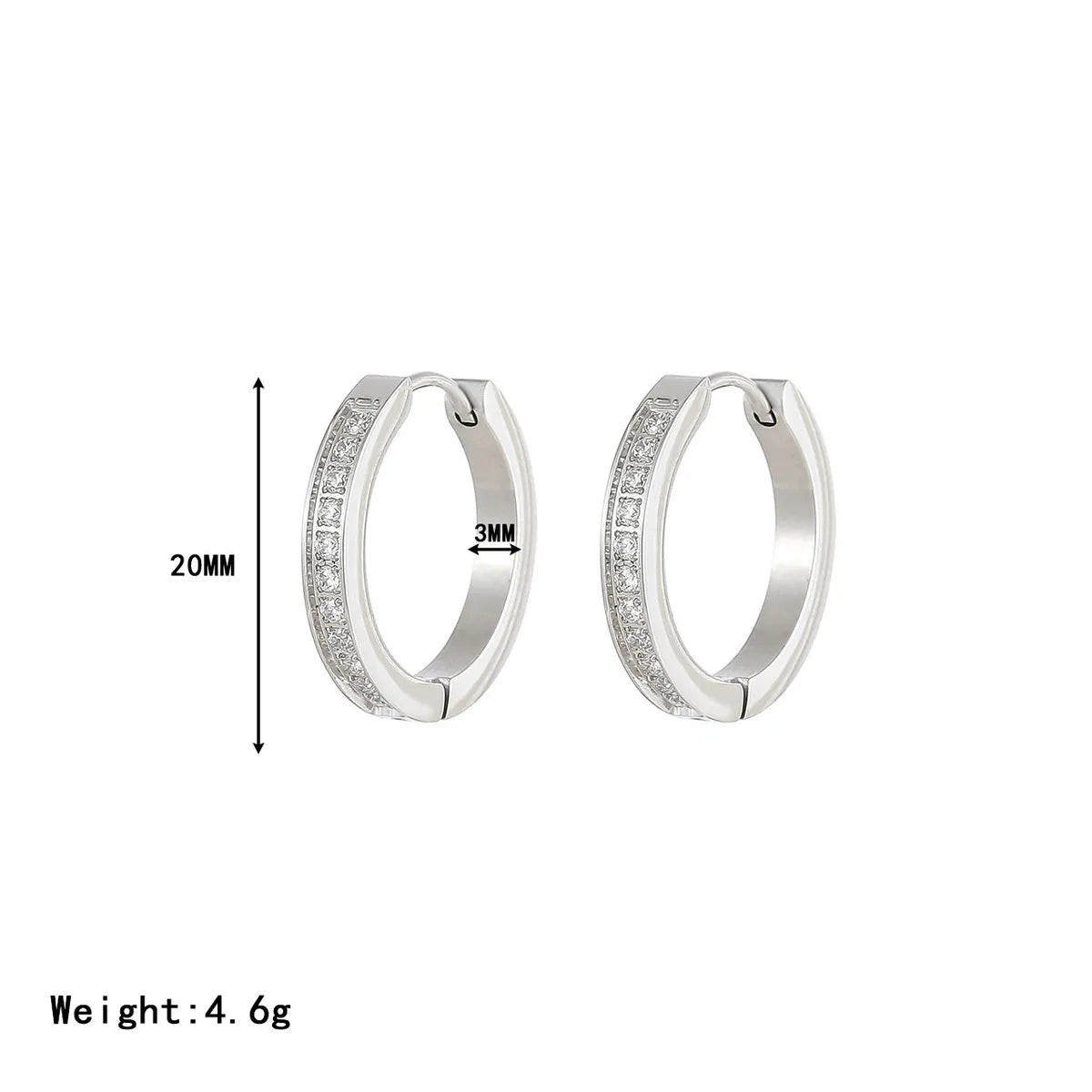 1 Pair Simple Style Classic Style Round Plating Inlay Stainless Steel Zircon White Gold Plated Gold Plated Earrings