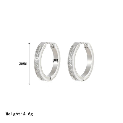 1 Pair Simple Style Classic Style Round Plating Inlay Stainless Steel Zircon White Gold Plated Gold Plated Earrings