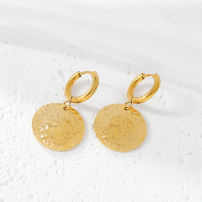 1 Pair Simple Style Classic Style Round Plating 304 Stainless Steel 18K Gold Plated Drop Earrings