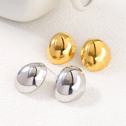 1 Pair Simple Style Classic Style Round Polishing Plating 304 Stainless Steel 18K Gold Plated Ear Studs