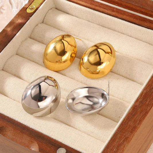 1 Pair Simple Style Classic Style Round Polishing Plating 304 Stainless Steel 18K Gold Plated Ear Studs