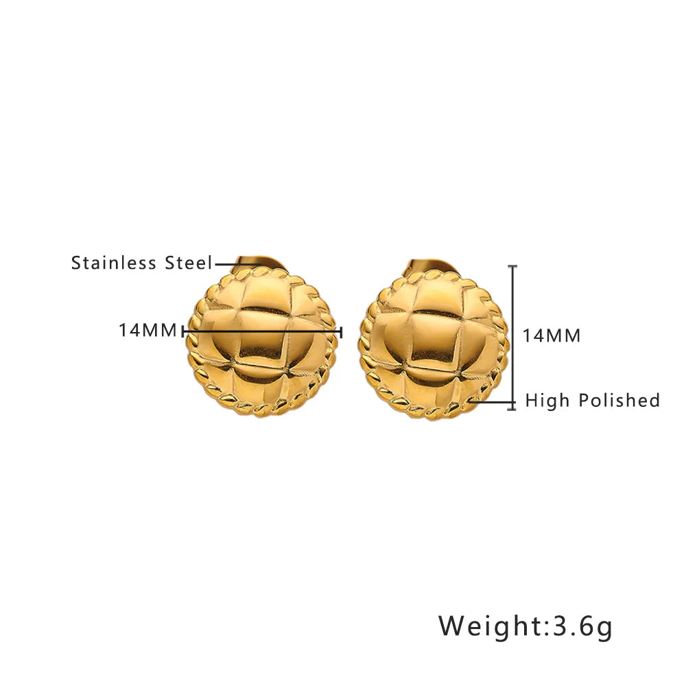 1 Pair Simple Style Classic Style Round Solid Color Plating 304 Stainless Steel Titanium Steel 18K Gold Plated Ear Studs