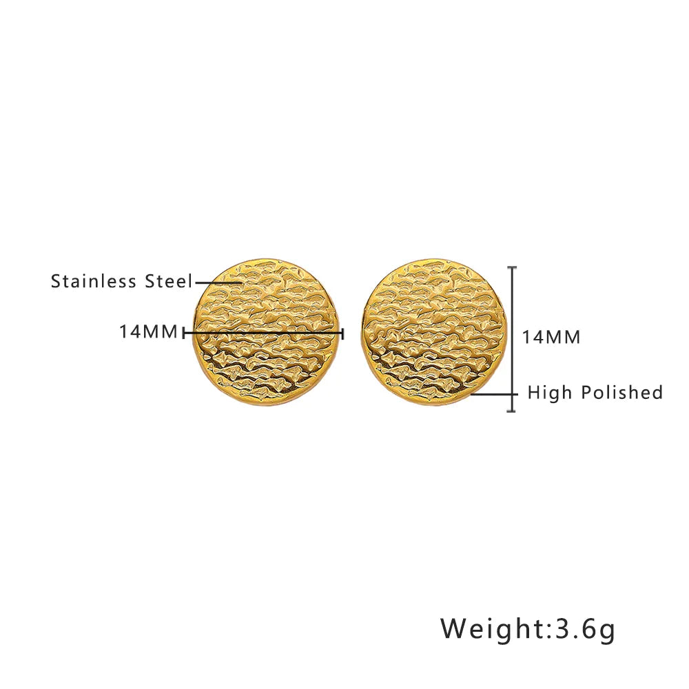 1 Pair Simple Style Classic Style Round Solid Color Plating 304 Stainless Steel Titanium Steel 18K Gold Plated Ear Studs