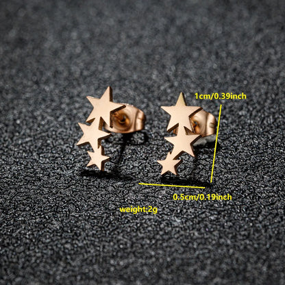 1 Pair Simple Style Classic Style Round Star Moon Hollow Out 304 Stainless Steel 18K Gold Plated Ear Studs