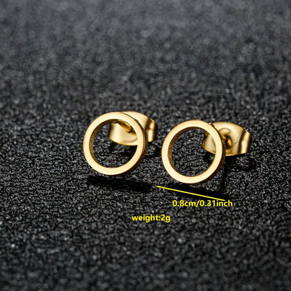 1 Pair Simple Style Classic Style Round Star Moon Hollow Out 304 Stainless Steel 18K Gold Plated Ear Studs