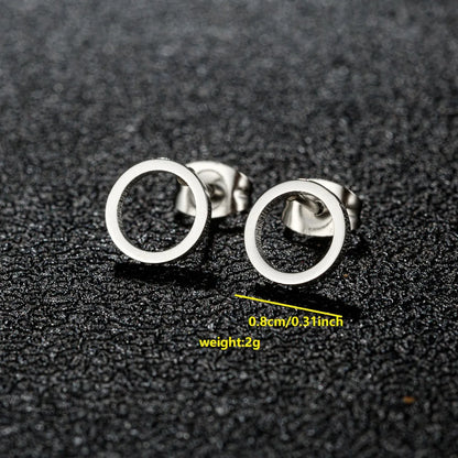 1 Pair Simple Style Classic Style Round Star Moon Hollow Out 304 Stainless Steel 18K Gold Plated Ear Studs