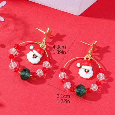 1 Pair Simple Style Classic Style Santa Claus Enamel Plating Alloy Gold Plated Drop Earrings