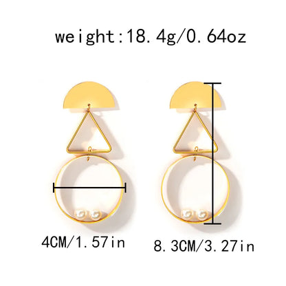 1 Pair Simple Style Classic Style Sector Patchwork Plating Inlay 304 Stainless Steel Pearl 14K Gold Plated Drop Earrings