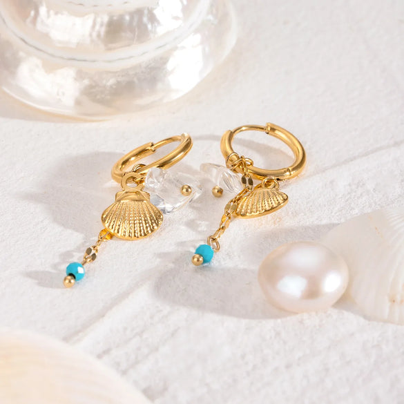 1 Pair Simple Style Classic Style Shell 304 Stainless Steel Drop Earrings