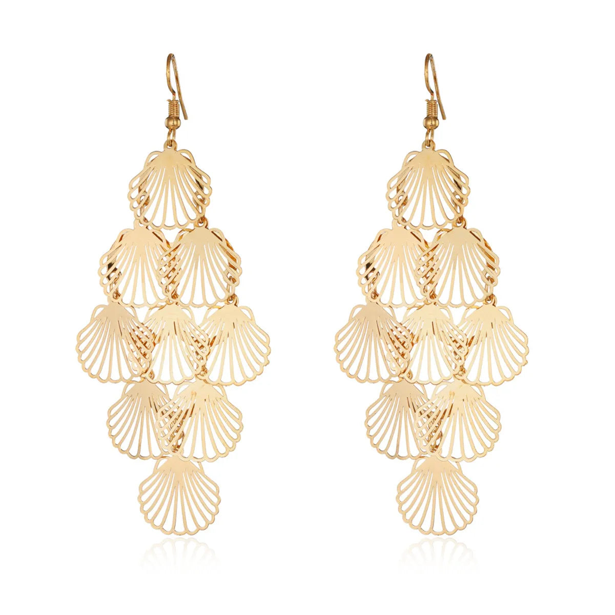 1 Pair Simple Style Classic Style Shell Plating Iron Gold Plated Drop Earrings