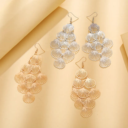 1 Pair Simple Style Classic Style Shell Plating Iron Gold Plated Drop Earrings