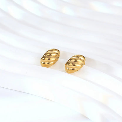 1 Pair Simple Style Classic Style Shell Plating Titanium Steel Gold Plated Ear Studs