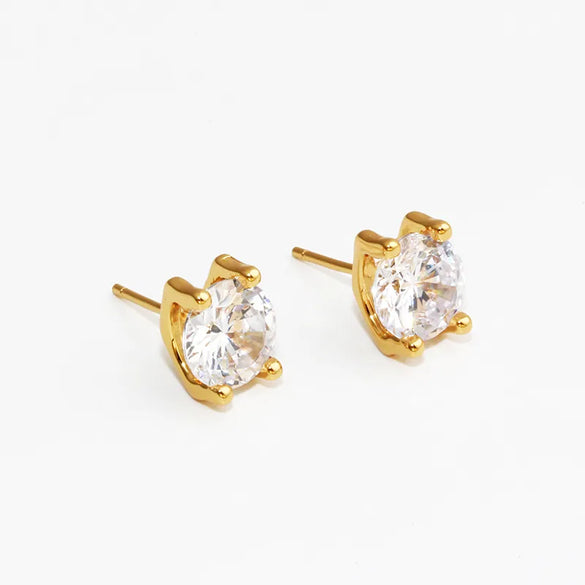 1 Pair Simple Style Classic Style Shiny Geometric Plating Inlay Copper Alloy Zircon 18K Gold Plated Ear Studs