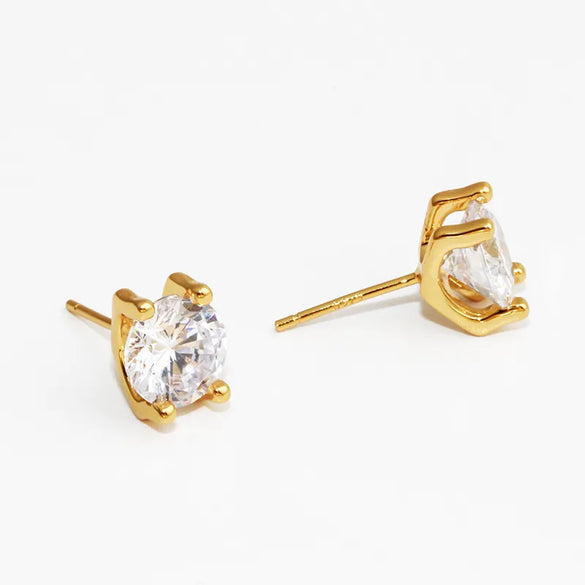 1 Pair Simple Style Classic Style Shiny Geometric Plating Inlay Copper Alloy Zircon 18K Gold Plated Ear Studs
