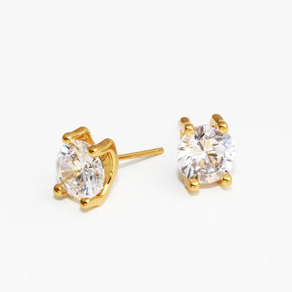 1 Pair Simple Style Classic Style Shiny Geometric Plating Inlay Copper Alloy Zircon 18K Gold Plated Ear Studs