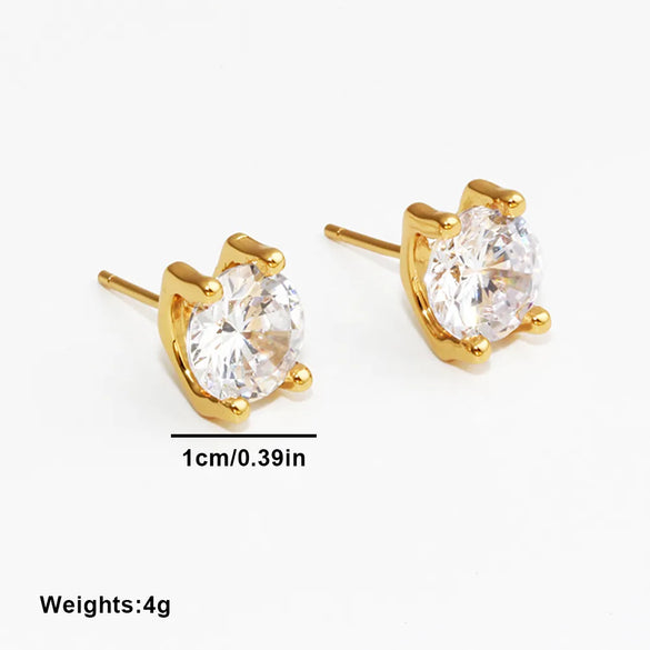 1 Pair Simple Style Classic Style Shiny Geometric Plating Inlay Copper Alloy Zircon 18K Gold Plated Ear Studs