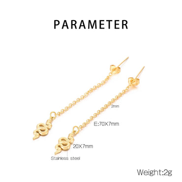 1 Pair Simple Style Classic Style Snake Plating Stainless Steel 18K Gold Plated Drop Earrings