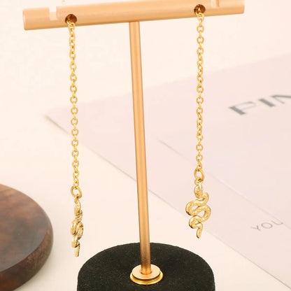 1 Pair Simple Style Classic Style Snake Plating Stainless Steel 18K Gold Plated Drop Earrings