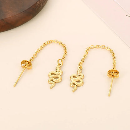 1 Pair Simple Style Classic Style Snake Plating Stainless Steel 18K Gold Plated Drop Earrings