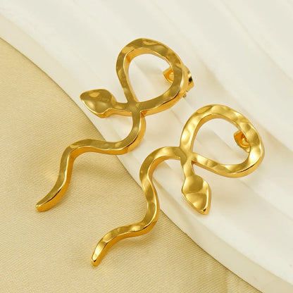 1 Pair Simple Style Classic Style Snake Plating Titanium Steel Ear Studs