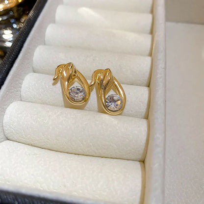 1 Pair Simple Style Classic Style Snake-Shaped Inlay Alloy Copper Rhinestones Ear Studs