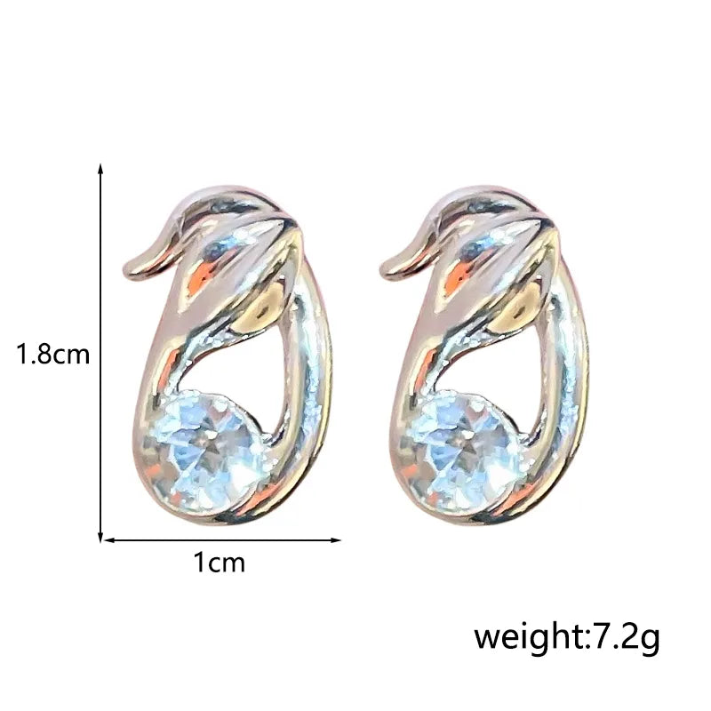 1 Pair Simple Style Classic Style Snake-Shaped Inlay Alloy Copper Rhinestones Ear Studs