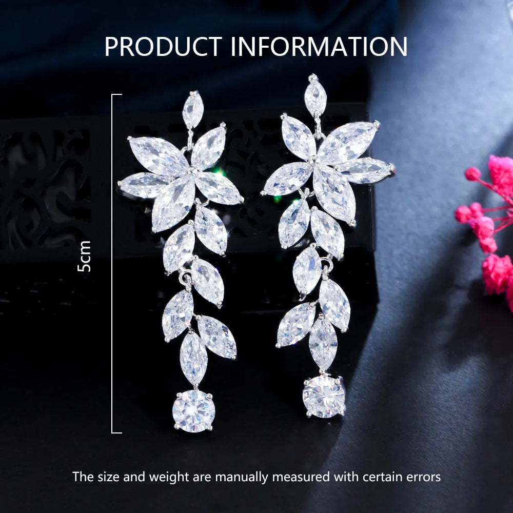 1 Pair Simple Style Classic Style Snowflake Inlay Copper Zircon Drop Earrings