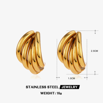 1 Pair Simple Style Classic Style Solid Color 304 Stainless Steel 18K Gold Plated Ear Studs