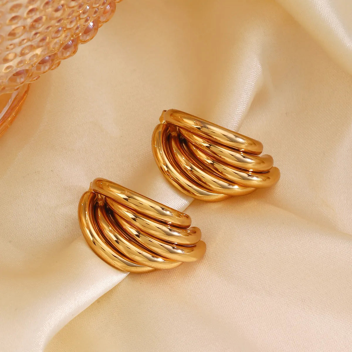 1 Pair Simple Style Classic Style Solid Color 304 Stainless Steel 18K Gold Plated Ear Studs