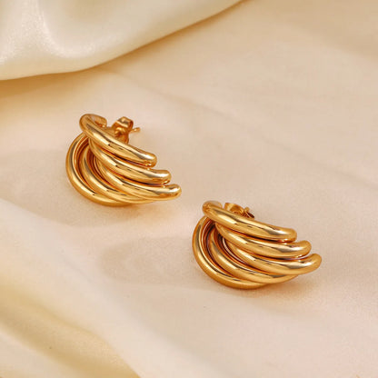 1 Pair Simple Style Classic Style Solid Color 304 Stainless Steel 18K Gold Plated Ear Studs