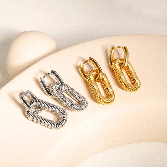 1 Pair Simple Style Classic Style Solid Color 304 Stainless Steel Drop Earrings