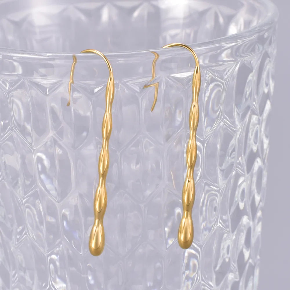 1 Pair Simple Style Classic Style Solid Color 304 Stainless Steel Titanium Steel 18K Gold Plated Drop Earrings