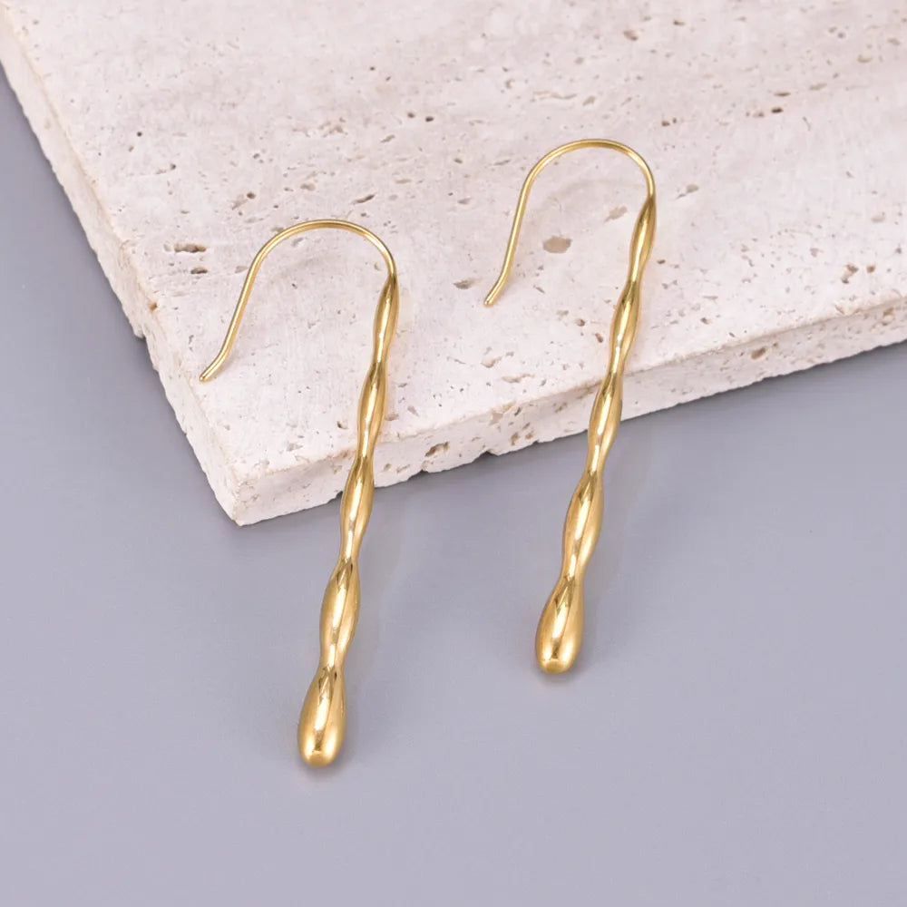 1 Pair Simple Style Classic Style Solid Color 304 Stainless Steel Titanium Steel 18K Gold Plated Drop Earrings