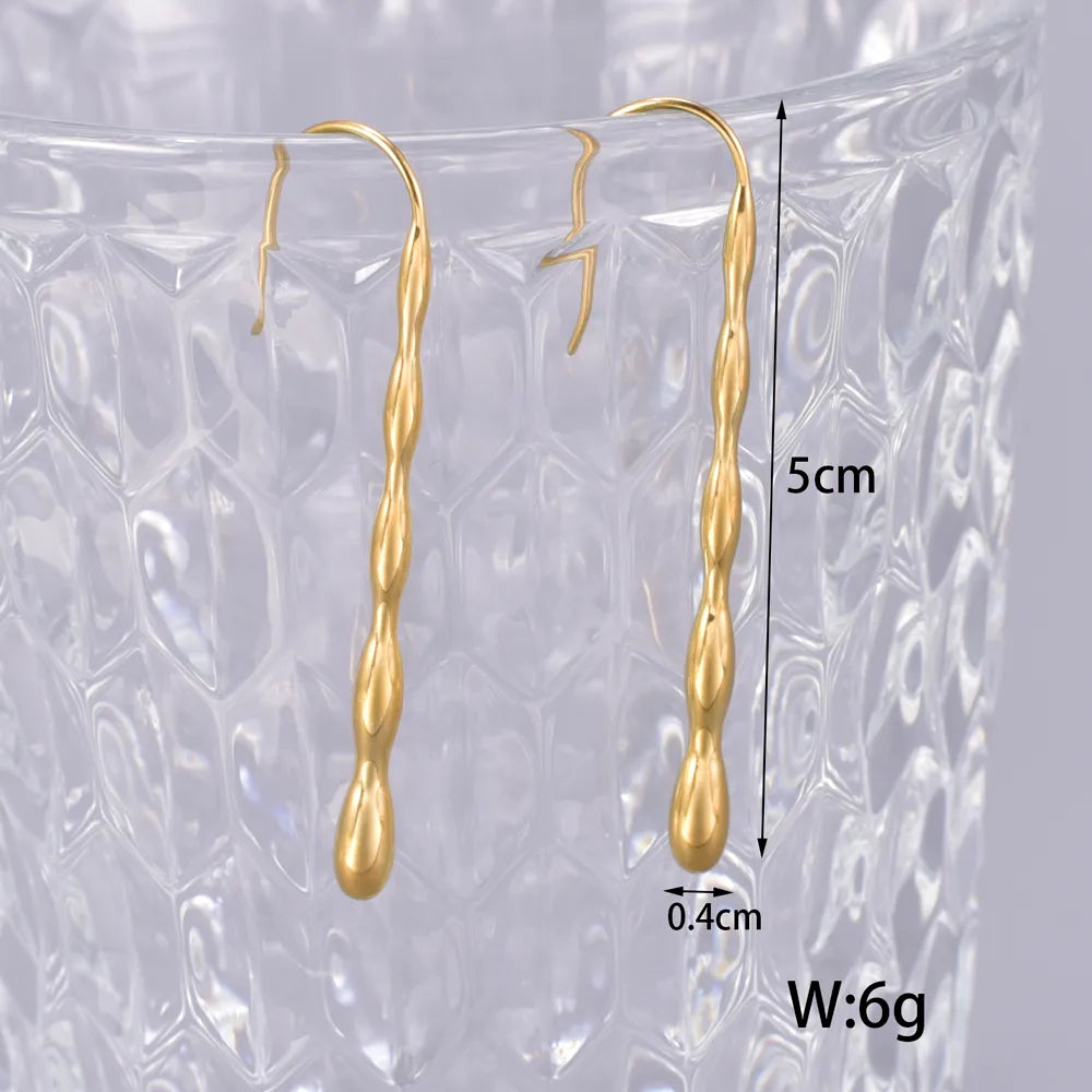 1 Pair Simple Style Classic Style Solid Color 304 Stainless Steel Titanium Steel 18K Gold Plated Drop Earrings