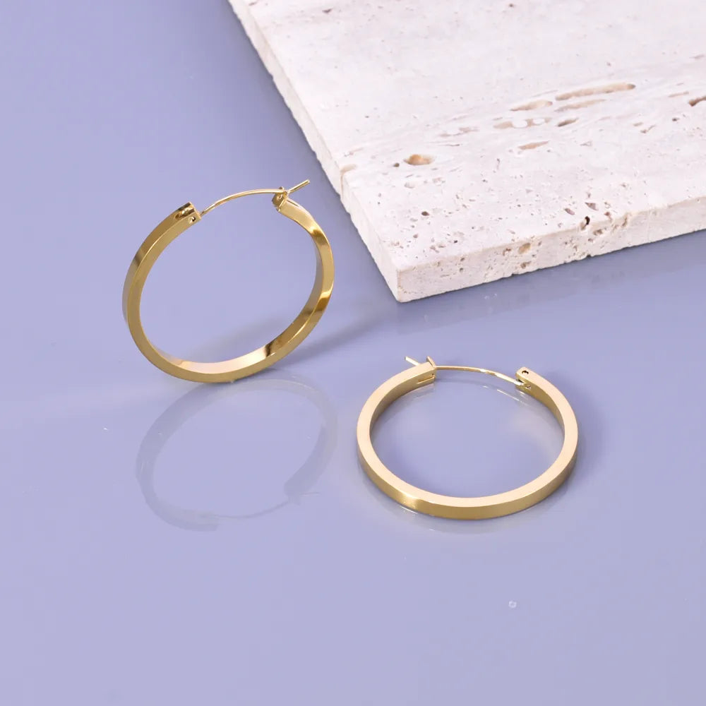 1 Pair Simple Style Classic Style Solid Color 304 Stainless Steel Titanium Steel 18K Gold Plated Rose Gold Plated Earrings