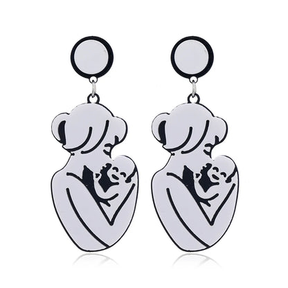 1 Pair Simple Style Classic Style Solid Color Asymmetrical Plating Arylic Silver Plated Drop Earrings