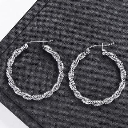 1 Pair Simple Style Classic Style Solid Color Braid Stainless Steel Earrings