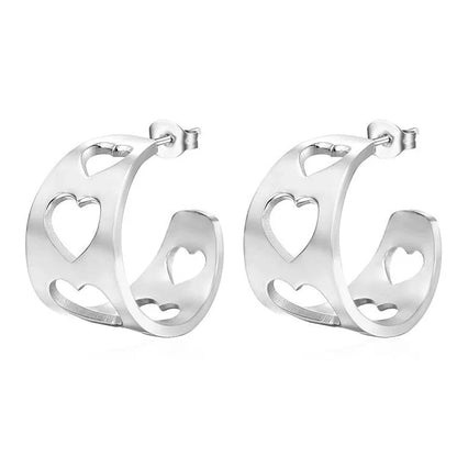 1 Pair Simple Style Classic Style Solid Color Hollow Out 201 Stainless Steel Ear Studs