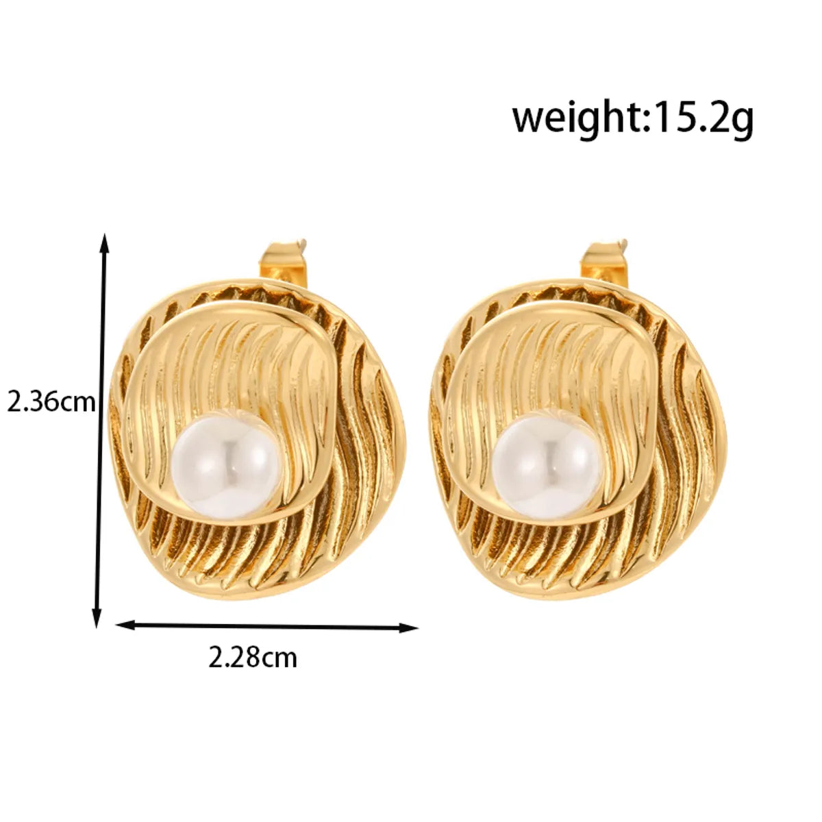 1 Pair Simple Style Classic Style Solid Color Inlay 304 Stainless Steel Pearl Ear Studs