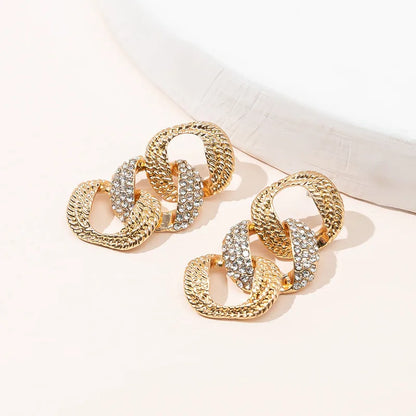 1 Pair Simple Style Classic Style Solid Color Inlay Alloy Rhinestones Drop Earrings