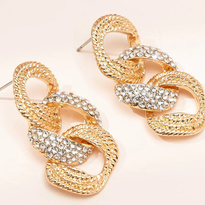 1 Pair Simple Style Classic Style Solid Color Inlay Alloy Rhinestones Drop Earrings