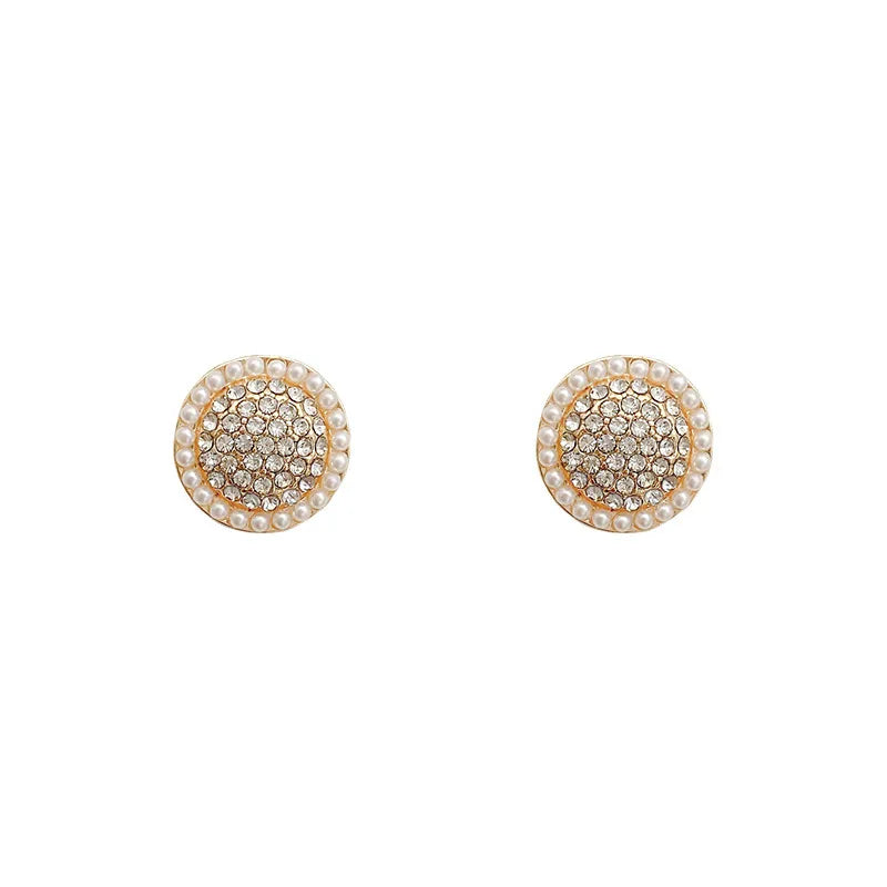 1 Pair Simple Style Classic Style Solid Color Inlay Alloy Rhinestones Ear Studs