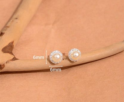 1 Pair Simple Style Classic Style Solid Color Inlay Copper Pearl Zircon Ear Studs