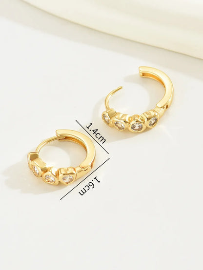 1 Pair Simple Style Classic Style Solid Color Inlay Copper Rhinestones Gold Plated Hoop Earrings