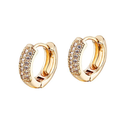 1 Pair Simple Style Classic Style Solid Color Inlay Copper Zircon K Gold Plated Rhodium Plated Ear Studs