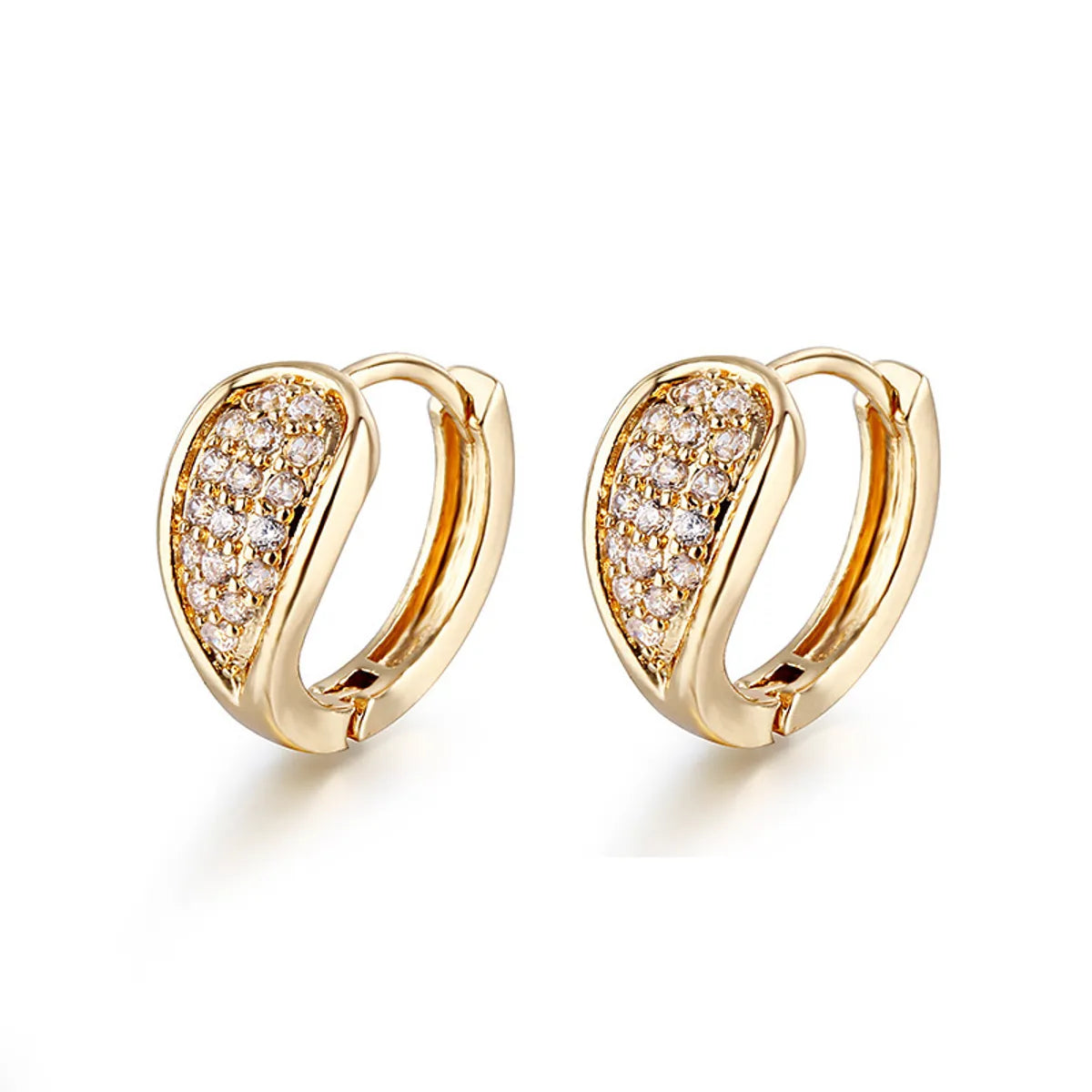 1 Pair Simple Style Classic Style Solid Color Inlay Copper Zircon K Gold Plated Rhodium Plated Ear Studs