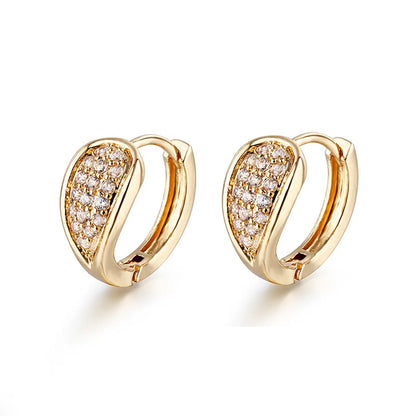 1 Pair Simple Style Classic Style Solid Color Inlay Copper Zircon K Gold Plated Rhodium Plated Ear Studs