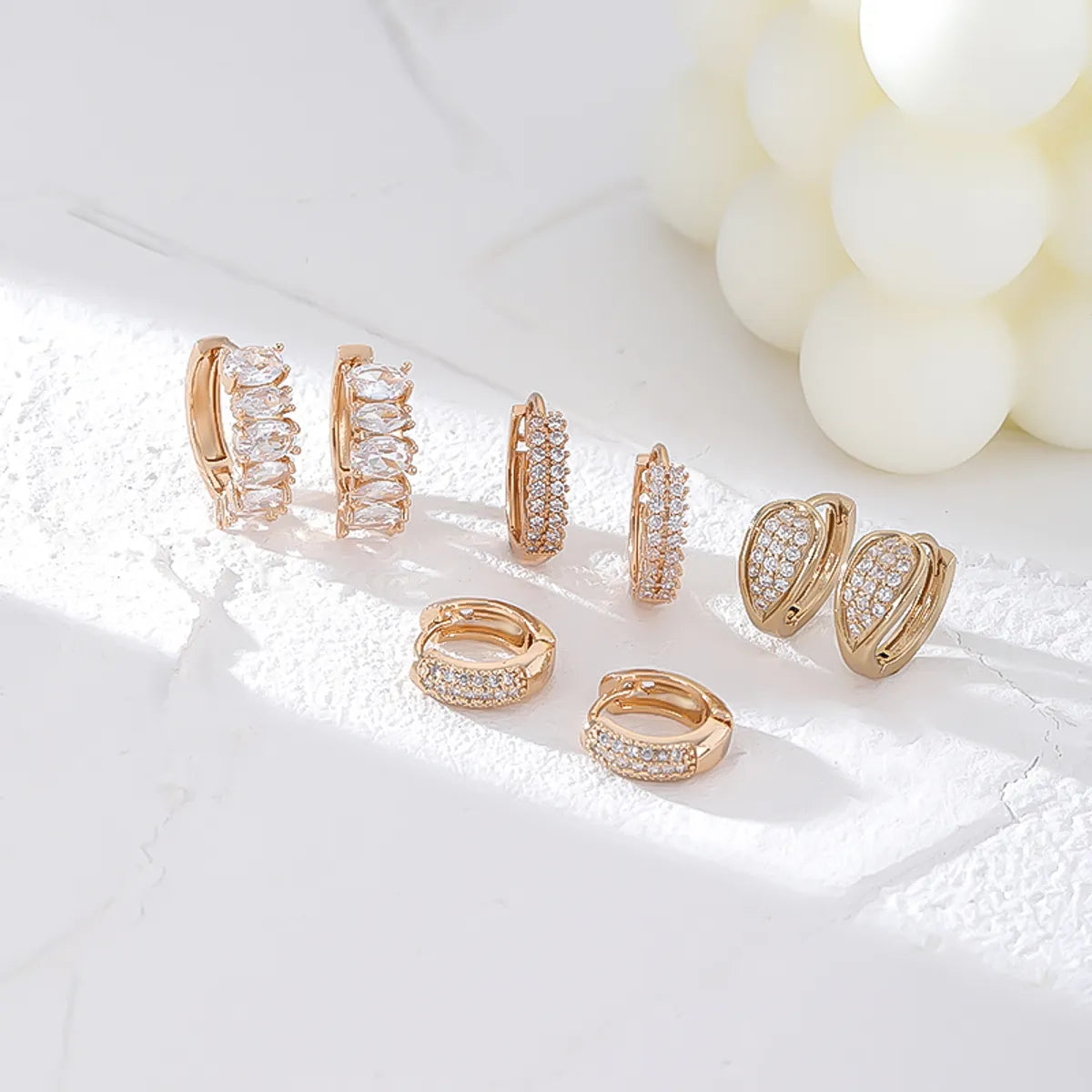 1 Pair Simple Style Classic Style Solid Color Inlay Copper Zircon K Gold Plated Rhodium Plated Ear Studs